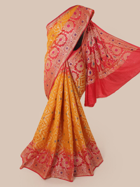 

Pothys Mustard Yellow Pure Silk Woven Design Bandhani Saree