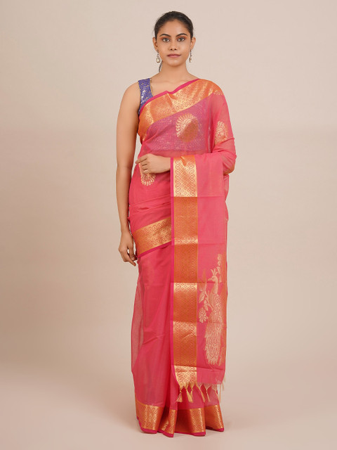 

Pothys Pink Woven Design Silk Cotton Saree
