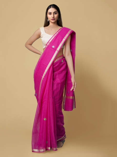 

Unnati Silks Pink Checked Kota Saree