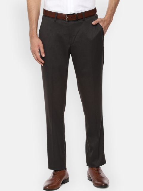 

Louis Philippe Men Coffee Brown Slim Fit Self Checked Formal Trousers