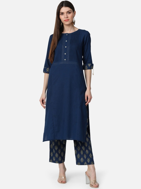 

AHIKA Women Navy Blue Solid Kurta with Palazzos