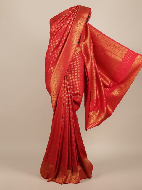 

Pothys Red Woven Design Jute Silk Saree