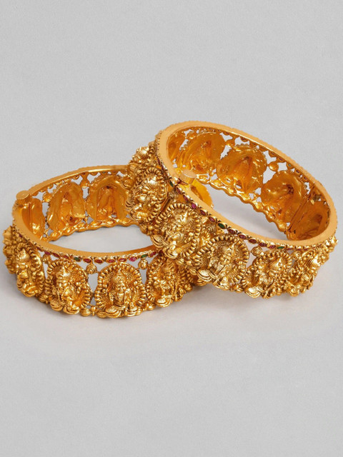 

Rubans Set Of 2 Gold-Plated Stone-Studded Handcrafted Bangles