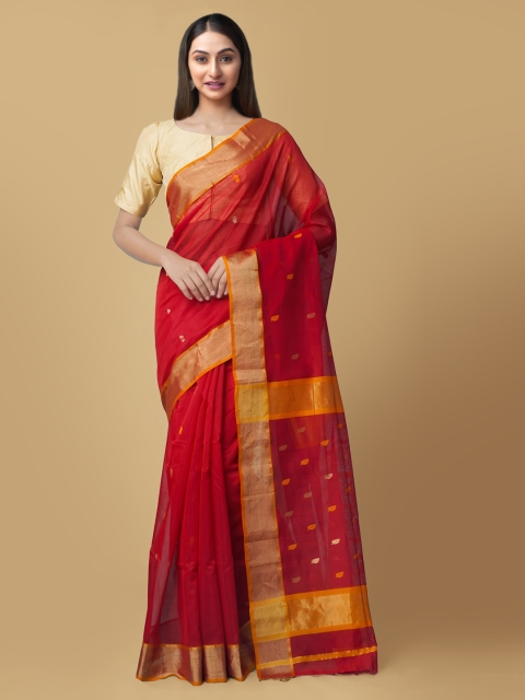 

Unnati Silks Red Woven Design Maheshwari Saree