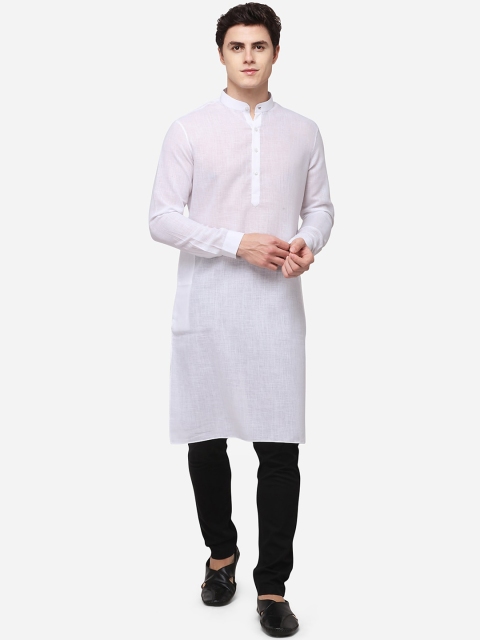 

Modi Kurta Men White Mandarin Collar Straight Kurta