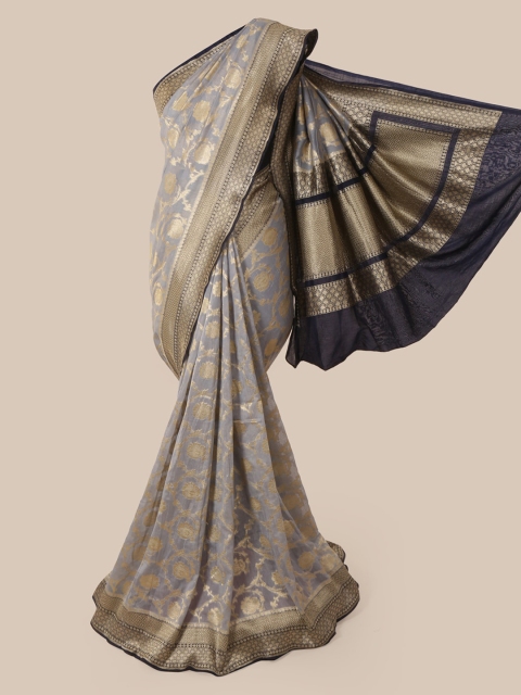 

Pothys Grey & Golden Pure Silk Woven Design Banarasi Saree