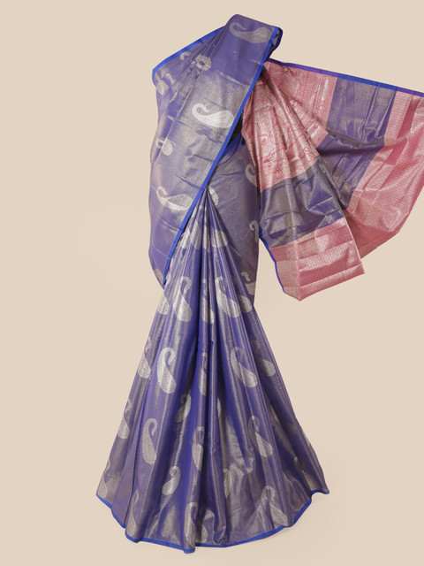 

Pothys Blue & Peach-Coloured Tissue Woven Design Saree