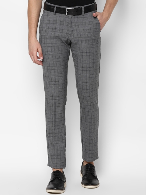 

Allen Solly Men Grey & Black Slim Fit Checked Regular Trousers