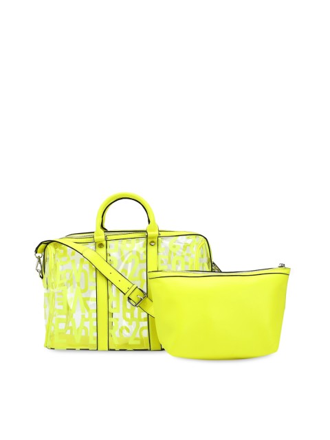 

FOREVER 21 Fluorescent Green Printed Handheld Bag with Pouch