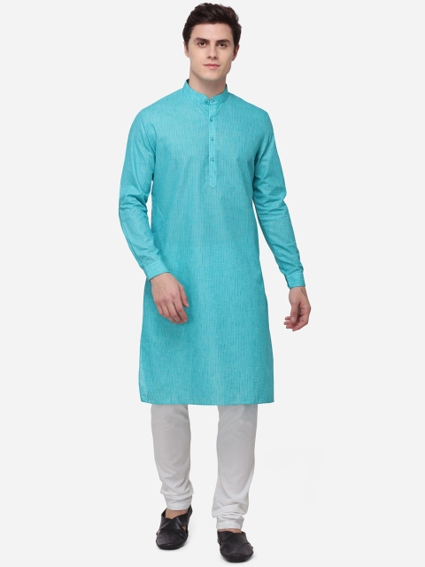 

Modi Kurta Men Turquoise Blue Woven Design Kurta