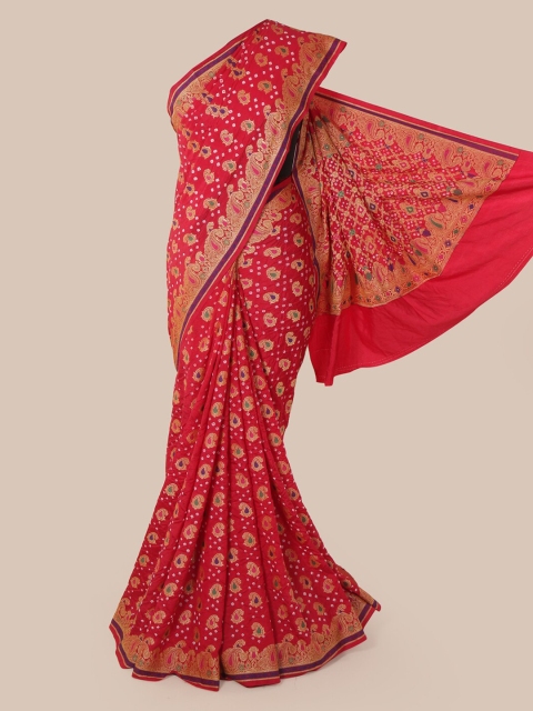 

Pothys Red Pure Silk Printed Bandhani Saree