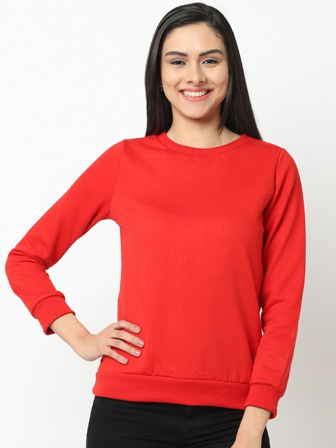 

Rigo Women Red Solid Sweatshirt
