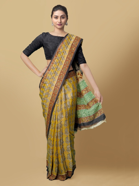

Unnati Silks Brown Printed Tussar Saree