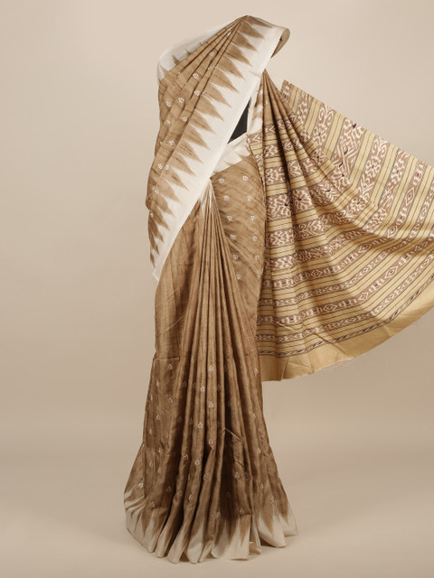 

Pothys Brown Woven Design Jute Silk Saree