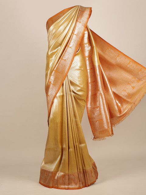 

Pothys Gold-Toned Woven Design Jute Silk Saree