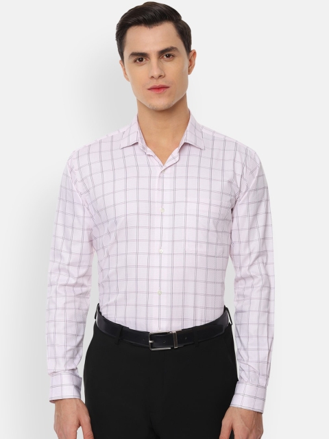 

Van Heusen Men White & Purple Regular Fit Checked Formal Shirt