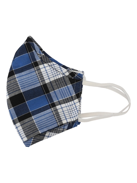 

AfroJack Unisex Pack Of 4 Grey & Blue Checked 3-Ply Giza Cotton Cloth Masks