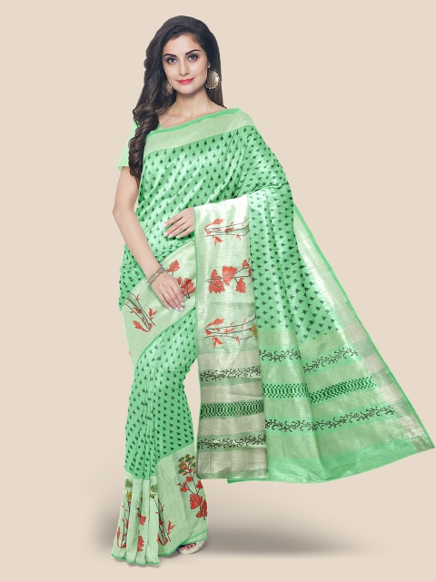 Kalamandir Green Printed Cotton Blend Saree