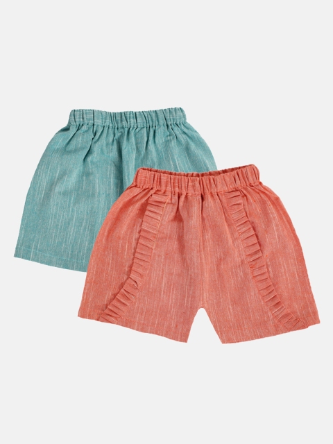 

YK Girls Pack Of 2 Solid Regular Fit Regular Shorts, Blue