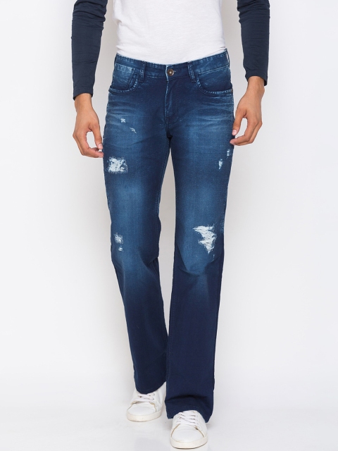 

mode de base Men Blue Bootcut Mid-Rise Mildly Distressed Jeans
