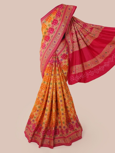 

Pothys Orange Pure Silk Printed Bandhani Saree