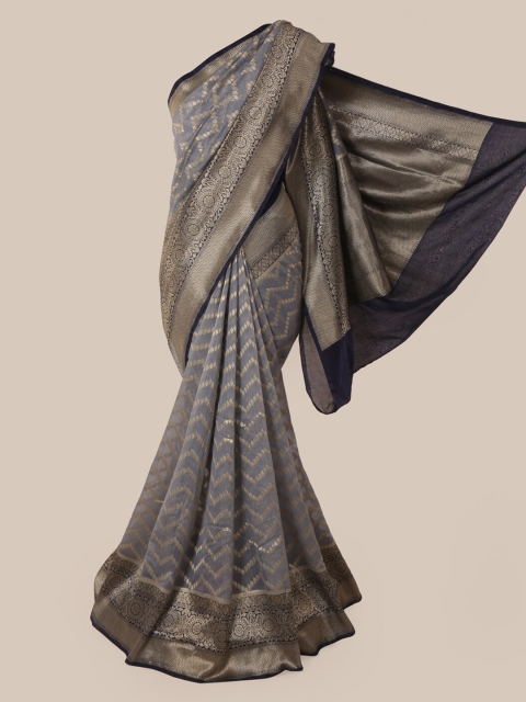 

Pothys Grey & Golden Pure Silk Woven Design Banarasi Saree