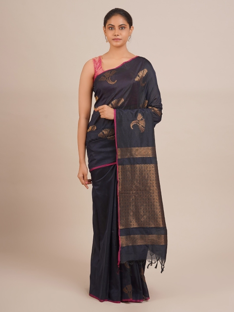 

Pothys Navy Blue & Golden Silk Cotton Woven Design Saree