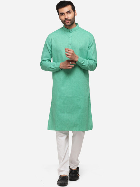 

Modi Kurta Men Green Woven Design Kurtas