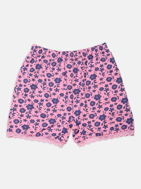 

Nins Moda Girls Pink Printed Regular Fit Regular Shorts
