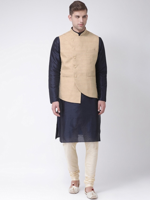 

TABARD Men Blue & Cream-Coloured Solid Kurta with Churidar