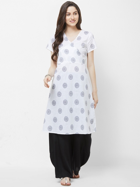 

Fusion Beats Women White Ethnic Motifs Printed Kurta