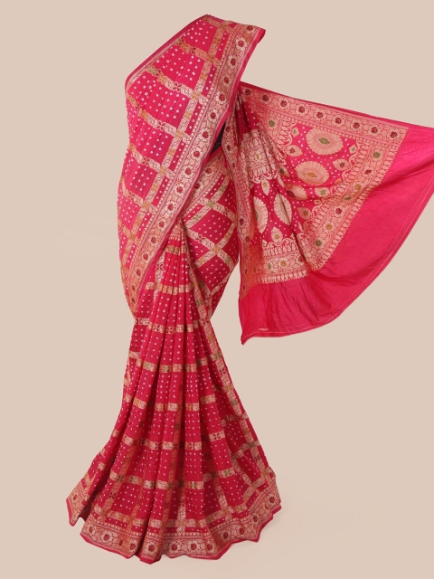 

Pothys Pink Pure Silk Printed Bandhani Saree