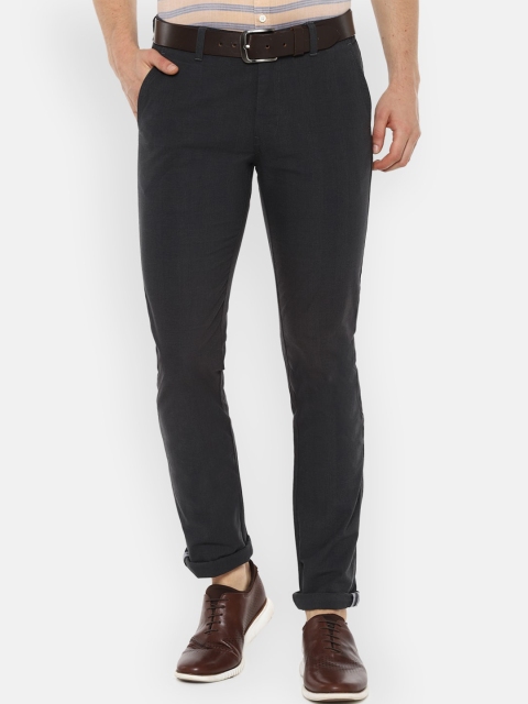 

Van Heusen Sport Men Charcoal Grey Slim Fit Checked Regular Trousers