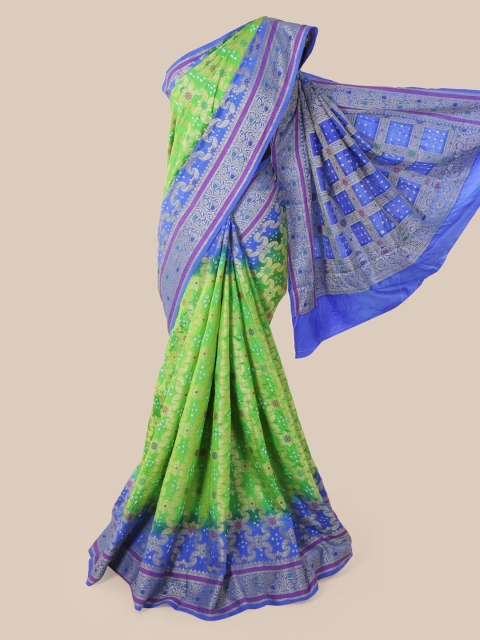 

Pothys Green & Blue Pure Silk Printed Bandhani Saree