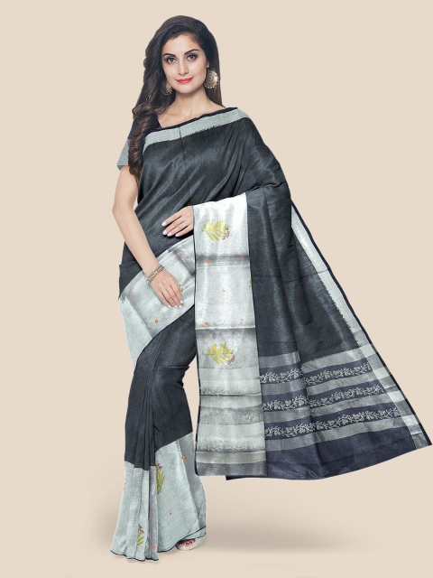 

Kalamandir Navy Blue & Black Cotton Blend Printed Saree