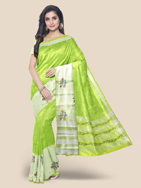 

Kalamandir Green Checked Saree