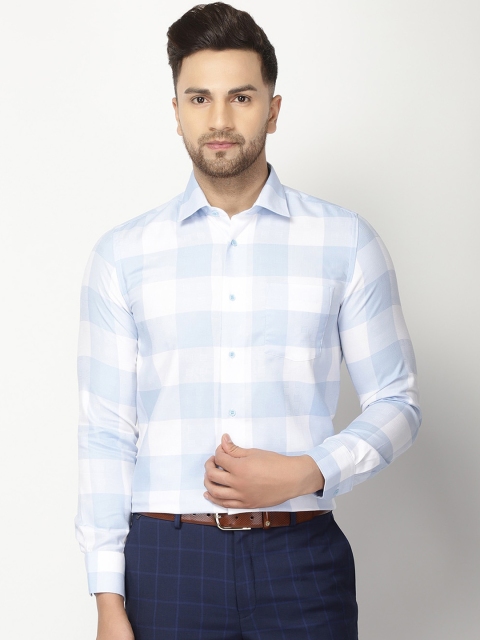 

Blackberrys Men Blue & White Slim Fit Checked Formal Shirt
