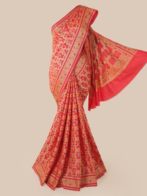 

Pothys Red Pure Silk Printed Bandhani Saree