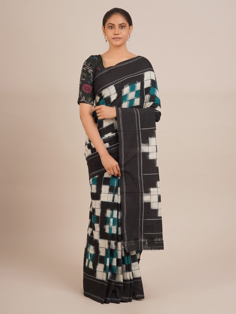 

Pothys Black & Beige Pure Cotton Printed Sambalpuri Saree