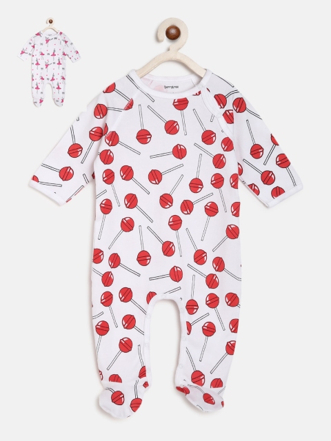 

berrytree Kids Pack Of 2 Printed Organic Cotton Sustainable Romper, Pink