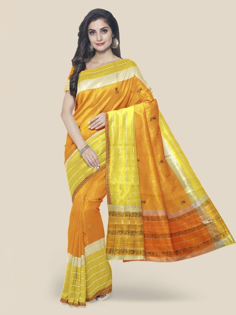 

Kalamandir Yellow Woven Design Cotton Blend Saree