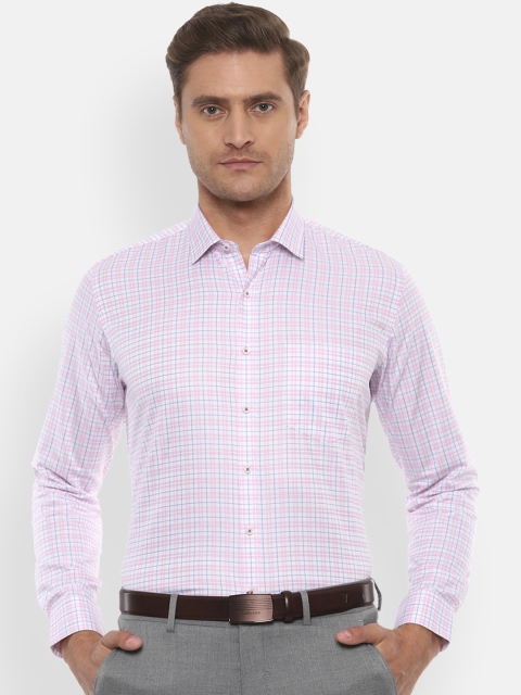 

Van Heusen Men Pink & Blue Slim Fit Checked Formal Shirt