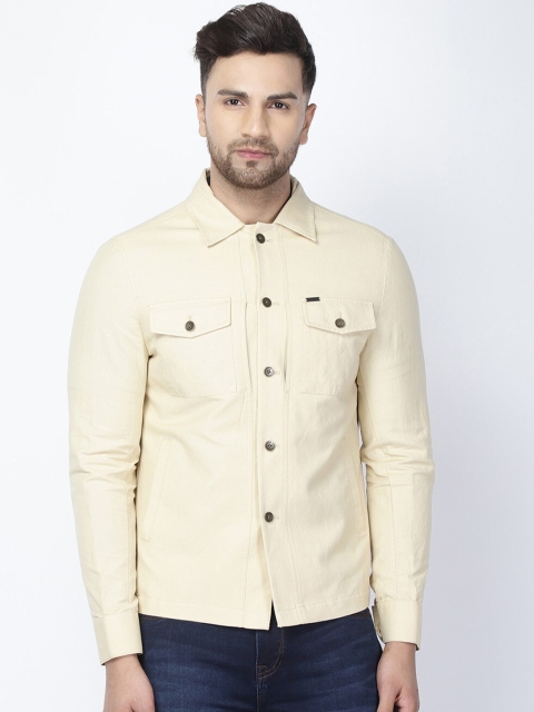 

Blackberrys Men Beige Solid Slim Fit Linen Cotton Casual Blazer