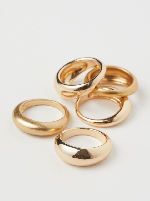

H&M Women Gold-Toned 5-Pack Rings