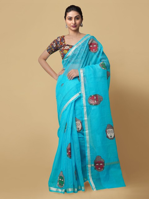 

Unnati Silks Blue Embroidered Kota Saree
