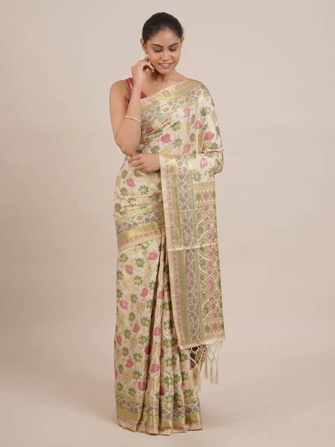 

Pothys Cream-Coloured Printed Cotton Blend Saree