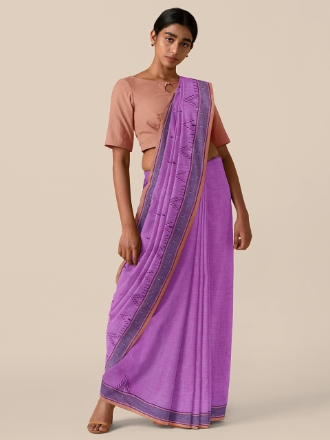 

Taneira Violet Pure Cotton Printed Jamdani Saree