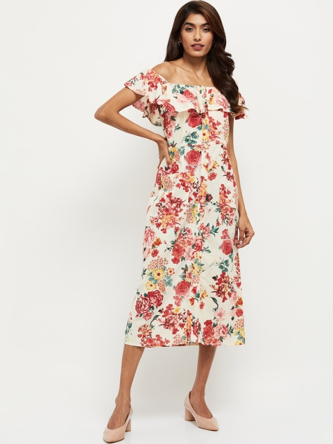 

max Women Off-White Printed Sheath Dress