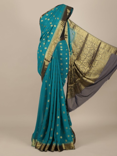 

Pothys Blue Woven Design Poly Georgette Saree