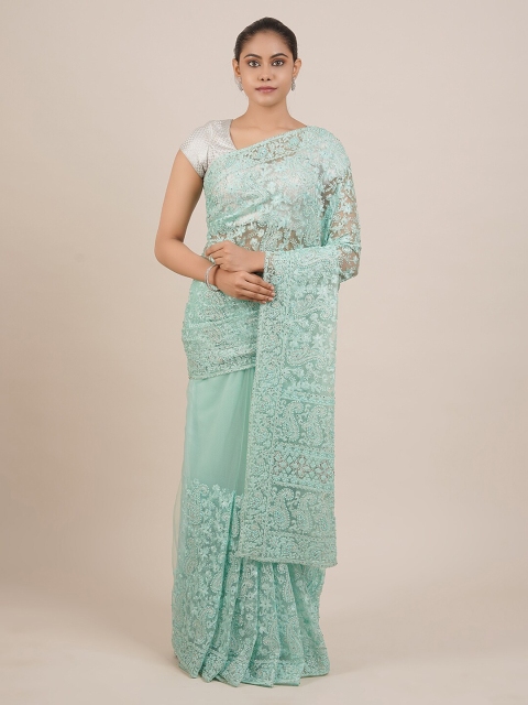 

Pothys Blue Embroidered Net Saree